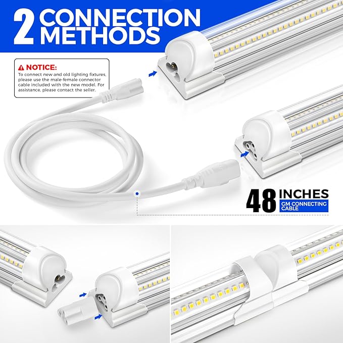 Barrina 8FT LED Shop Light, 100W 15000LM 5000K, V Shape Integrated T8 Lighting - Image 7