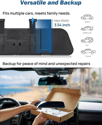 JOYTUTUS Rearview Mirror, 2 pack 12 Inch Panoramic Anti-Glare Clip-on Wide - Image 3