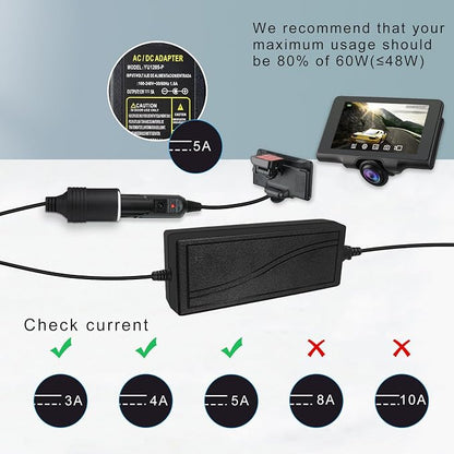 inShareplus 12V 5A 60W AC to DC Converter, 12 Volt Cigarette Lighter Adapter - Image 5