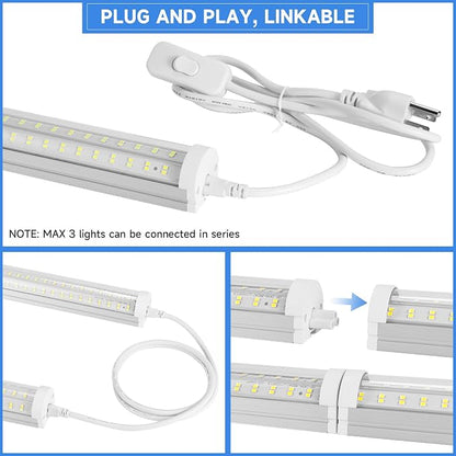 8FT U Shape 125W Integrated Tube Bright LED Light, 6500K Clear White, 20000LM - Image 5