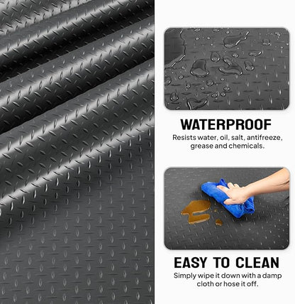 TUFFIOM 7'87'' x 22 FT Garage Floor Mat, Thickened Diamond Plate PVC Garage - Image 3
