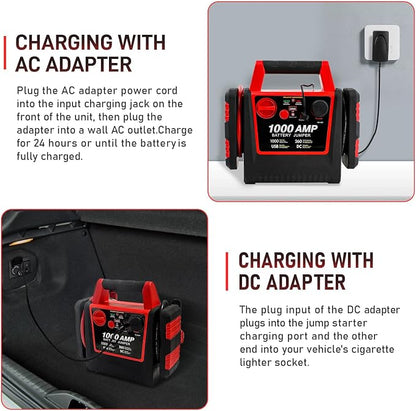 Car Battery Jump Starter with Air Compressor 1000Amp Portable Jump Starter - Image 6
