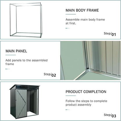 Metal 5x3 FT Garden Storage Shed, Outdoor Small Shed - Image 3