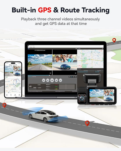 REDTIGER F17 4K 3 Channel Dash Cam, 5GHz WiFi Built-in GPS - Image 5