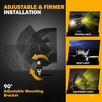 Auxbeam 4 Inch 90W Amber LED Fog Lights, 9000LM Super Bright Round Offroad - Image 6