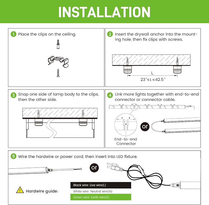 Pak LED Shop Lights, 4FT T5 Integrated Utility Fixture, 2300LM 6500K Cool White - Image 6