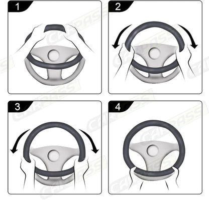 CAR PASS Line Rider Microfiber Leather Sporty Steering Wheel Cover Universal - Image 5
