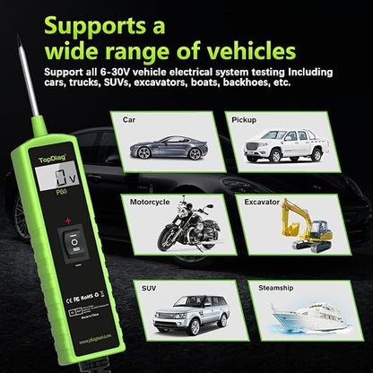 Test Light Automotive Electrical Tool, Topdiag P60 Car Circuit Tester, 12V 24V - Image 6