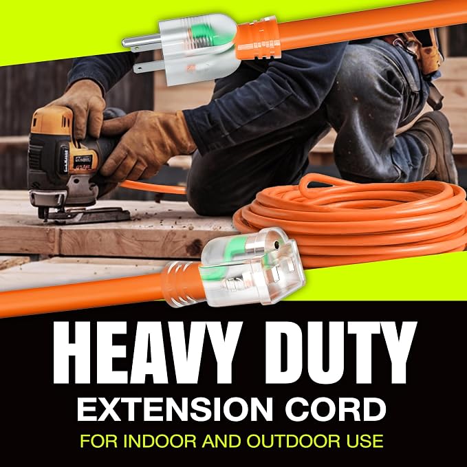 100ft Outdoor/Indoor Extension Cord 12/3 Gauge Extra Heavy Duty 3 Prong SJTW - Image 7