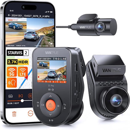 Vantrue S1 Pro Dual 1440P Dash Cam Front and Rear, Dash Camera w/2.7K, STARVIS 2 by VANTRUE