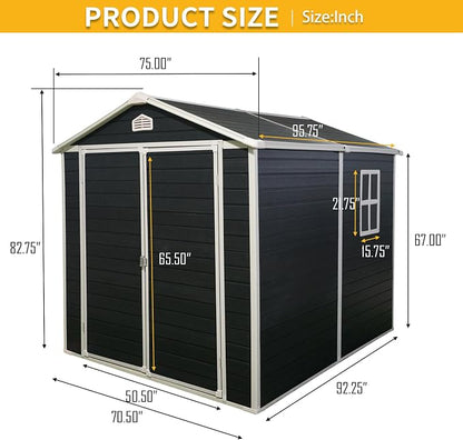 6x8 FT Outdoor Storage Shed, Resin Garden Shed - Image 4