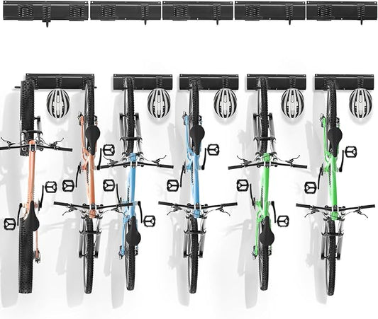 VEVOR Bike Storage Rack, 6 Bike Racks and 5 Helmets Hooks, Wall Mount Bike by VEVOR