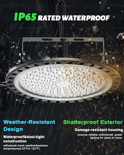 Viugreum High Bay LED Shop Lights, 500W UFO LED High Bay Light 50, 000LM 120V - Image 3