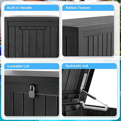 200 Gallon Lockable Resin Deck Box, Waterproof & UV-Resistant Outdoor Storage - Image 7