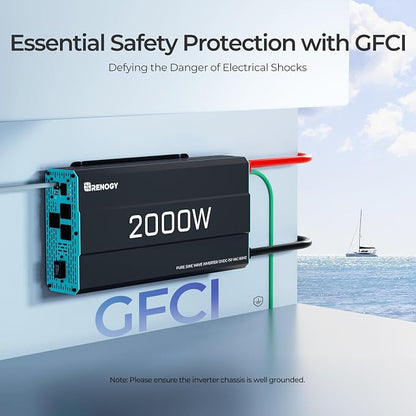 Renogy Inverter P2 2000W Pure Sine Wave Inverter 12V DC to 110V AC Converter - Image 5