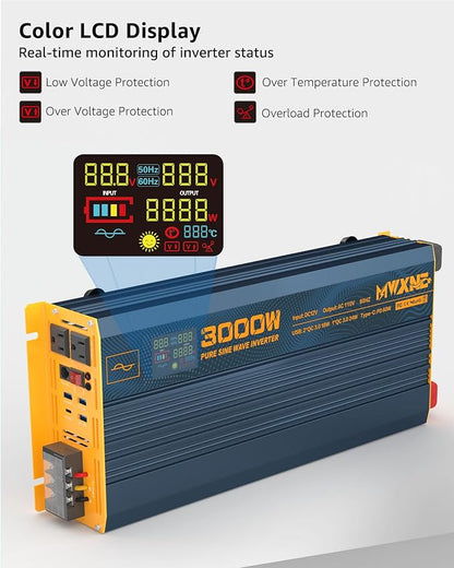 3000W Pure Sine Wave Power Inverter DC 12V to 110V 120V - Image 3