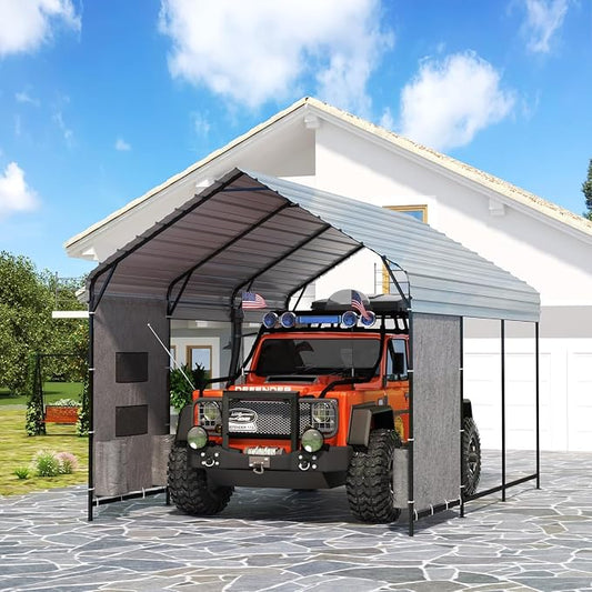10'x15'x10' Heavy Duty Metal Carport, Steel Carports Canopy by SundaleOutdoor