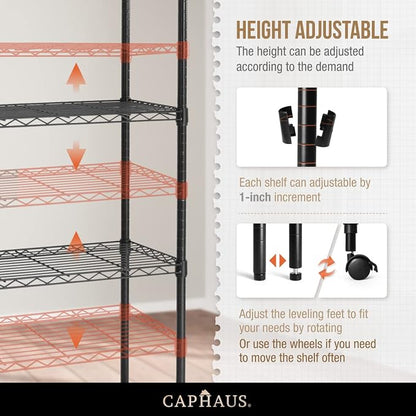 CAPHAUS NSF Adjustable Height Wire Shelving Unit w/Liner, Basement Storage - Image 4