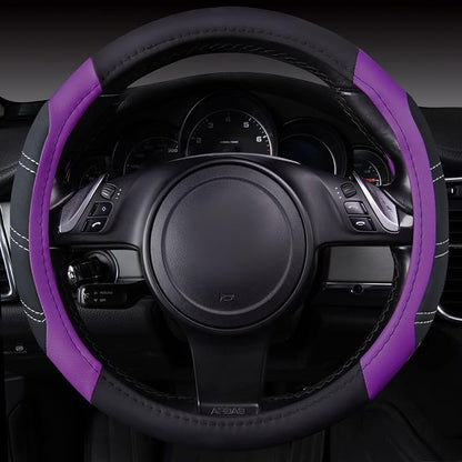CAR PASS Line Rider Microfiber Leather Sporty 14.5-15 inch Steering Wheel Cover - Image 3