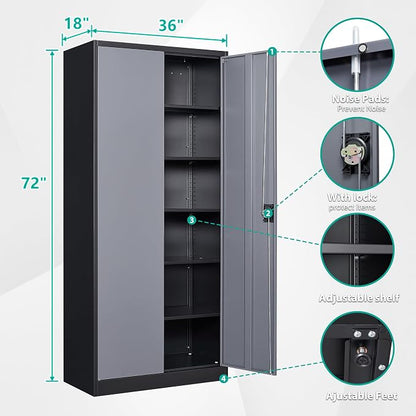 SISESOL Wide & Deep Metal Storage Cabinet - Image 2