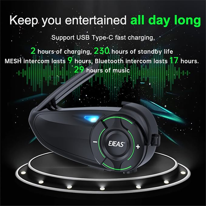 SolaMr Q8 Motorcycle Helmet Bluetooth Intercom Headset, 230hours Standby - Image 5