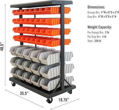 TRINITY EcoStorage 6-Tier Dual-Sided Rolling Bin Rack, 330 Pound Capacity - Image 3