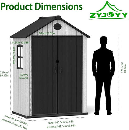 6x4 FT Resin Storage Shed, Lockable Door, and Vents - Image 2