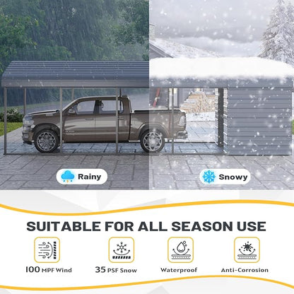 EROMMY 12x25 FT Carport Storage Shed 2-in-1, Heavy Duty Car Port - Image 6