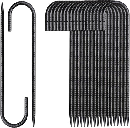 Rebar Stakes 12 Inch 20 Pack J Hook Ground Stakes Heavy Duty Chain Link Fence by MSWY