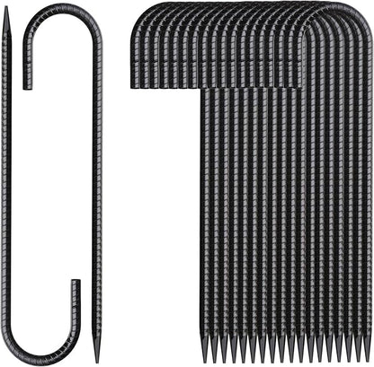 Rebar Stakes 16 Inch 20 Pack J Hook Ground Stakes Heavy Duty Tent Stakes Chain by MSWY