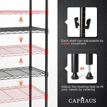 CAPHAUS 3/4/5-Tier Adjustable Height Wire Shelving Unit, Metal Steel Storage - Image 4