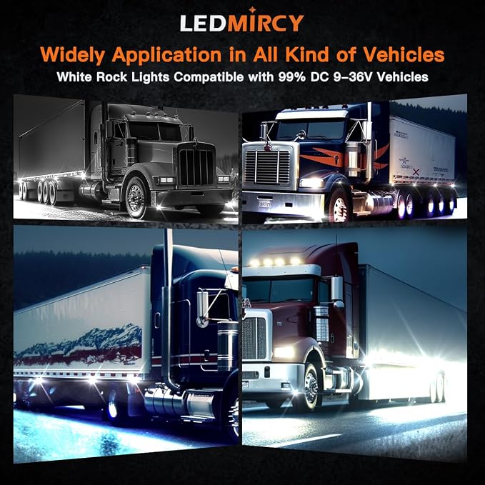 White Rock Lights, LEDMIRCY R3 Pure White LED Rock Lights Kit 16PCS - Image 7