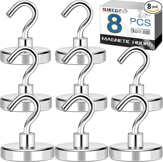 MIKEDE Magnetic Hooks Heavy Duty, 150LB+ Strong Neodymium Magnets by MIKEDE