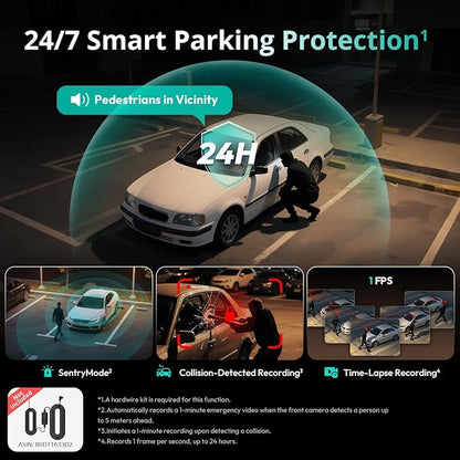 3K 4 Channel Dash Cam, 560° All-Sides View, Front and Rear Inside Car Camera - Image 6
