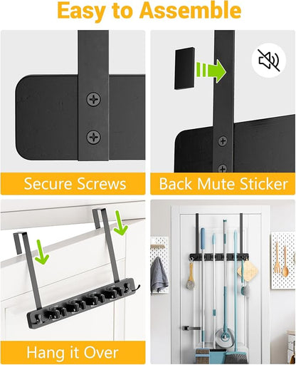 Lorbro Broom Holder Door Mount, Over the Door Broom and Mop Holder - Image 8