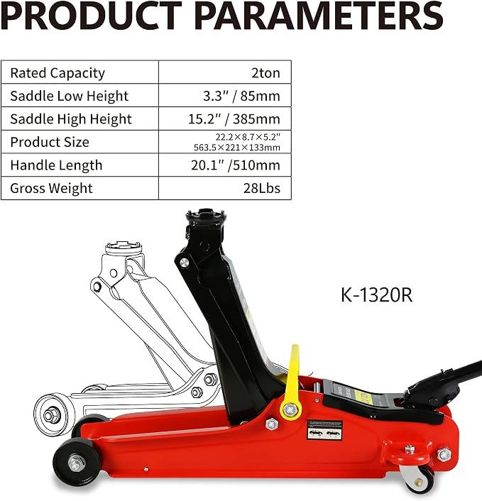 4 Piece Car Truck Floor Jack Service, Hydraulic Trolley Floor Jack & Jack - Image 2