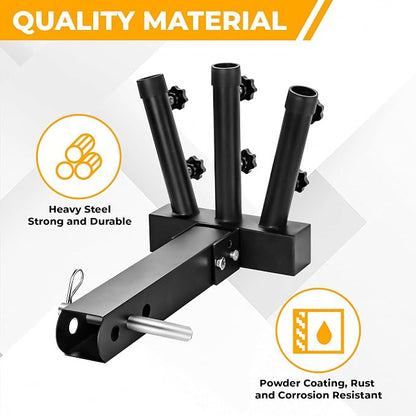 Heavy Duty Three Hitch Flag Holder, Trailer Hitch Flag Pole Holder, Fits 2" - Image 3