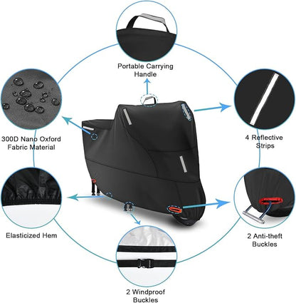 Waterproof Motorcycle Cover Outdoor, Motorbike Scooter Moped Rain Dust Cover - Image 3