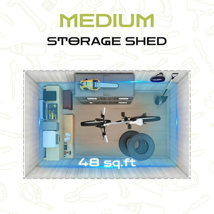8' x 6' Outdoor Storage Shed, Sturdy Metal Building w/Lockable Doors - Image 3