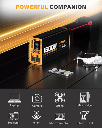 1500W Pure Sine Wave Power Inverter DC 12V to AC 110V 120V Converter - Image 8