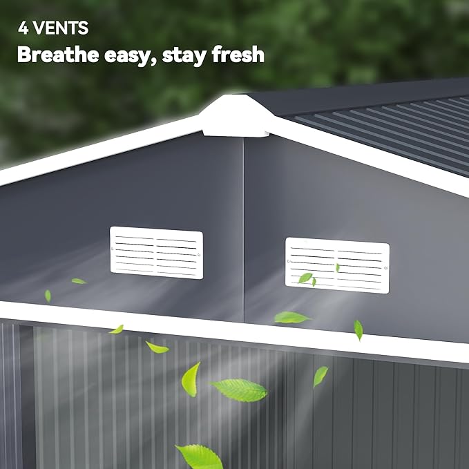 Outsunny 11' x 9' Outdoor Storage Shed, Garden Tool Metal Shed - Image 8