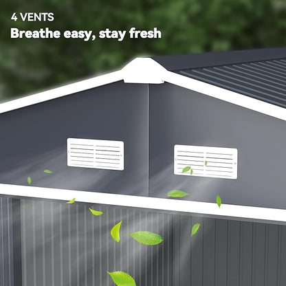 Outsunny 11' x 9' Outdoor Storage Shed, Garden Tool Metal Shed - Image 8