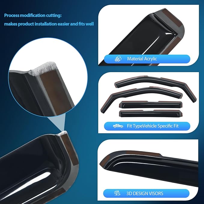 Nilight in Channel Rain Guards for Chevy Silverado/Sierra 2500HD/3500HD 2020 - Image 2