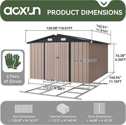 Aoxun 10 x 12FT Outdoor Storage Shed - Image 9