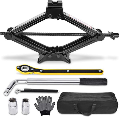 Car Jack Kit Scissor Jack for Car 2.5 Ton Tire Jack Tool Kit Universal Car by Gurduenon