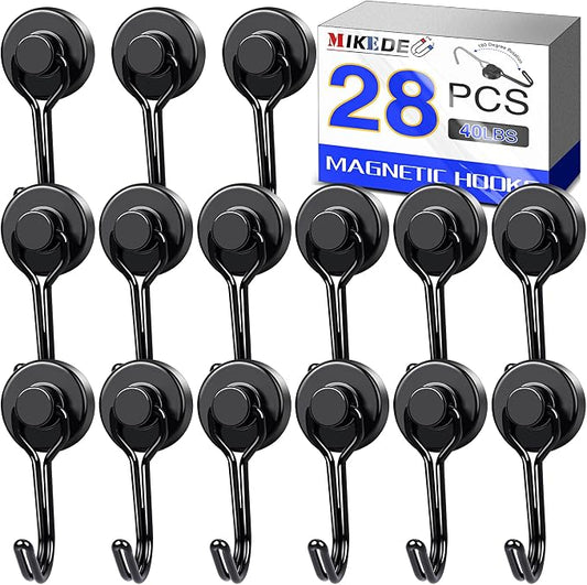 MIKEDE Strong Magnetic Hooks, 40LBS Black Swivel Swing Magnetic Hooks Heavy Duty by MIKEDE
