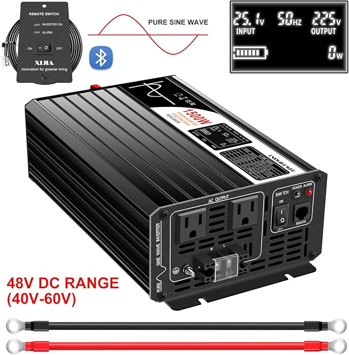 Xijia 1500W 48v to 120v Pure sine Wave 60HZ Solar Inverter - Image 3