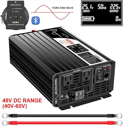 Xijia 1500W LCD-Dispaly 48v to 120v Pure sine Wave 60HZ Solar Inverter - Image 3