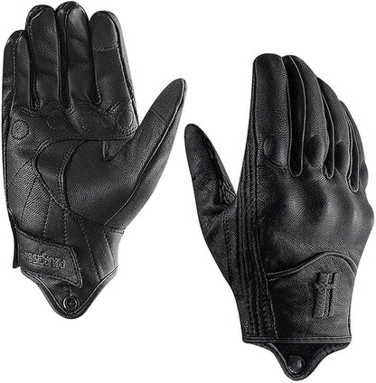 Harssidanzar Women's Motorcycle Gloves, Leather Motorcycle Gloves, Motorbike by Harssidanzar