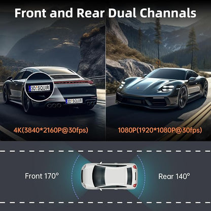 Dash Cam Front and Rear, Ecomoment 4K+1080P Dual Dash Camera - Image 3